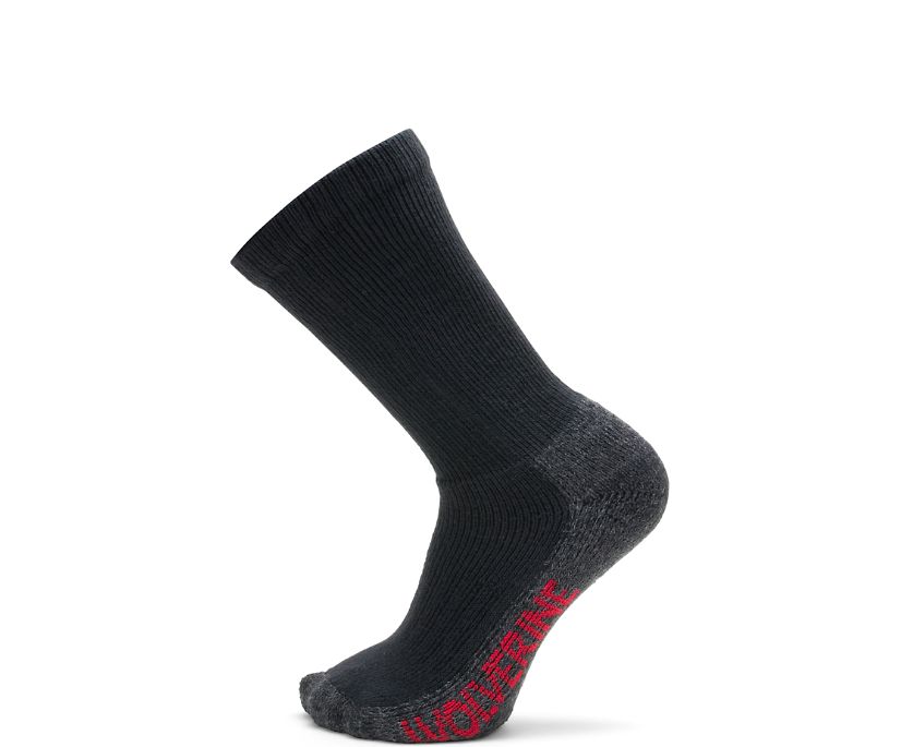 Wolverine 2-pk. Steel Tå Bomull Mid-Calf Sock Strumpor Herr Svarta | ICW964158