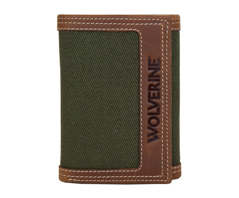 Wolverine Canvas & Leather Trifold Plånbok Herr Bruna Olivgröna | ZGU361057