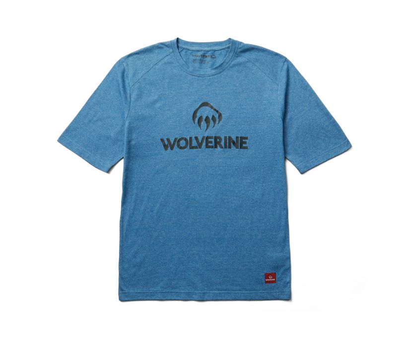 Wolverine Edge Tryck Kortärmad Wicking Tee T-shirt Herr Blå | MLB630529