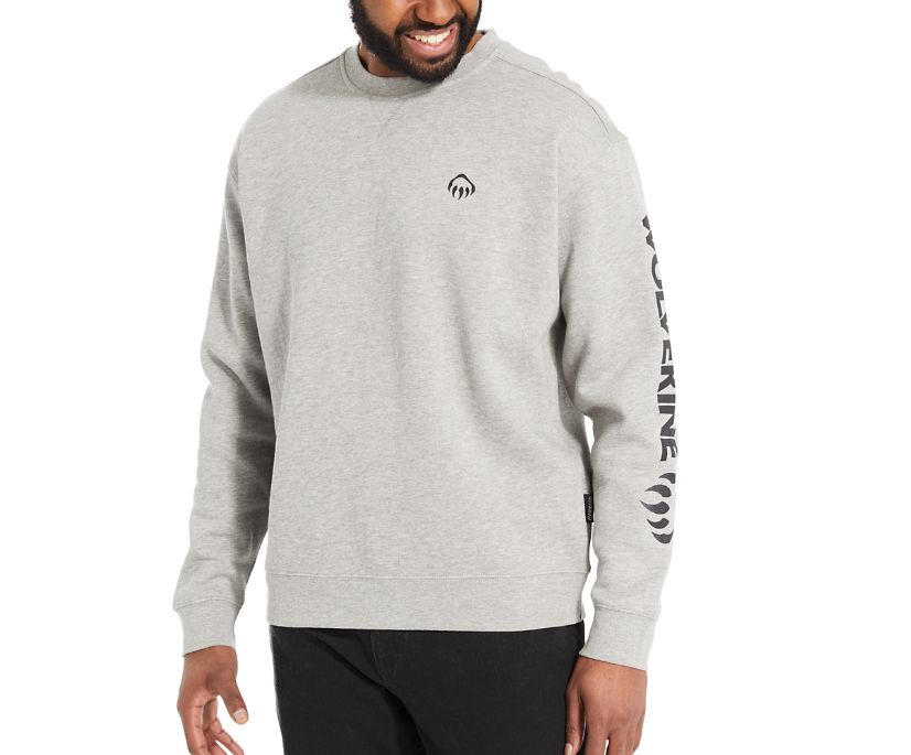 Wolverine Grafisk Crewneck Fleece Sweatshirt Herr Ljusgrå | AZD527480