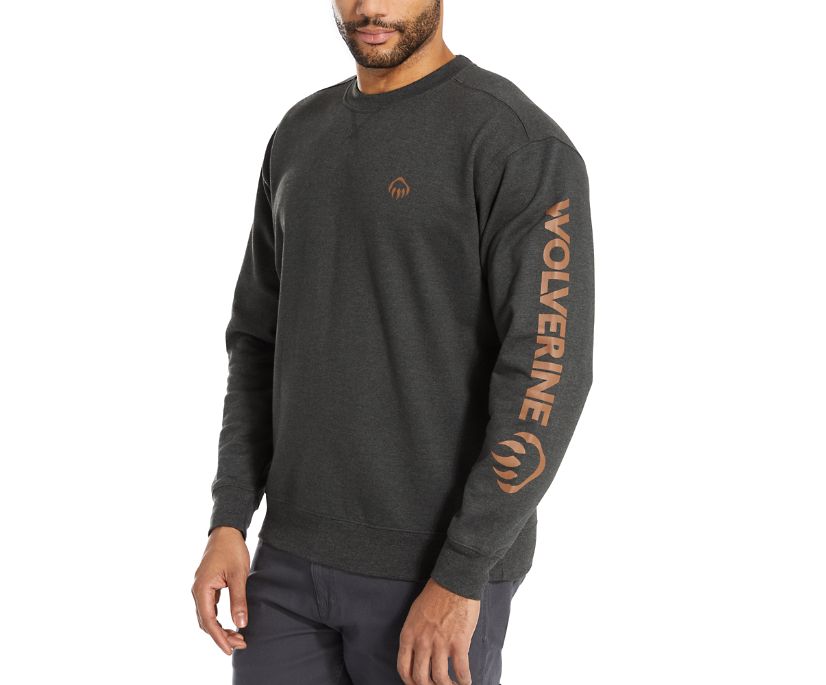 Wolverine Grafisk Crewneck Fleece Sweatshirt Herr Svarta | UKL713560