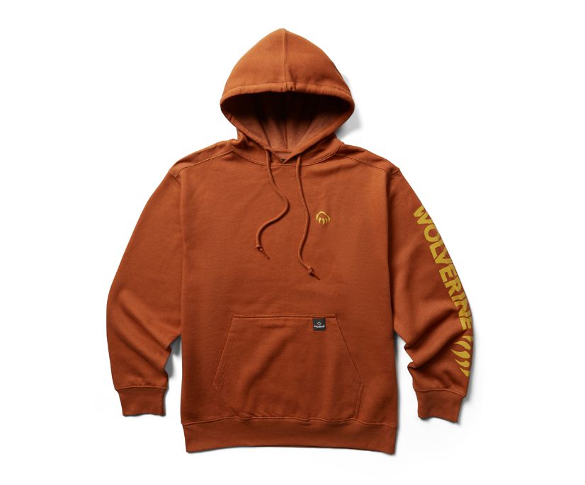Wolverine Grafisk huvtröja - ärmlogotyp Hoodie Herr Bruna | DPO083479