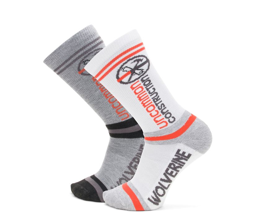 Wolverine unCommon Construction Kollektion – 2-Pack Strumpor Herr Vita Grå | PFQ709281